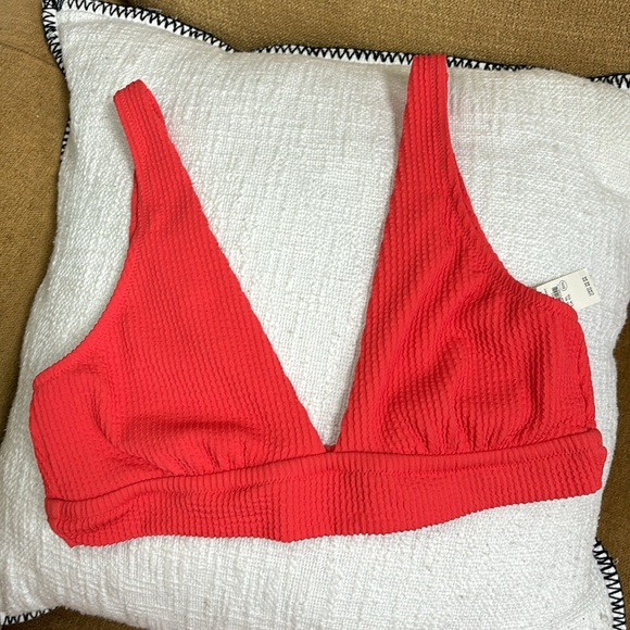 NWT Aerie Crinkle Longline Plunge Triangle Bikini Top - Picture 6 of 9
